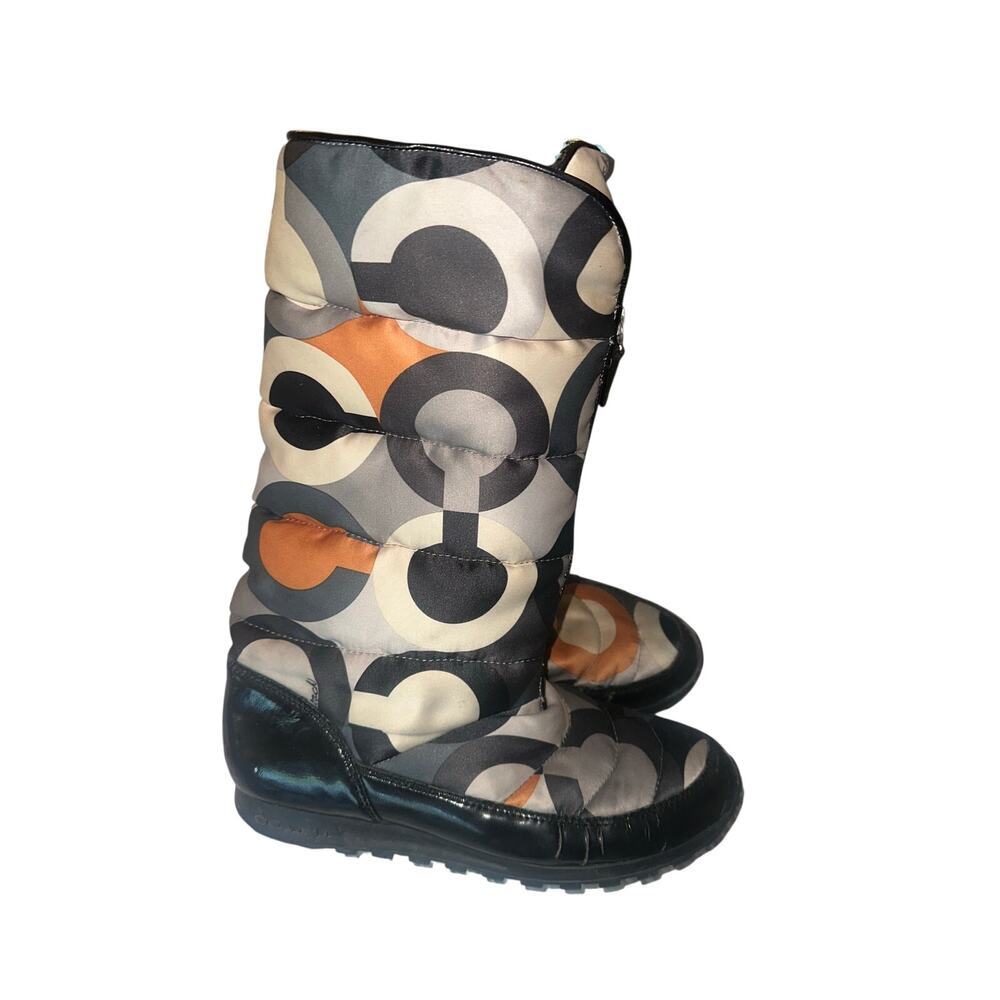Coach Optic Art Jolt Puffer Snow Boots Women’s Size 9B Quilted Signature Print